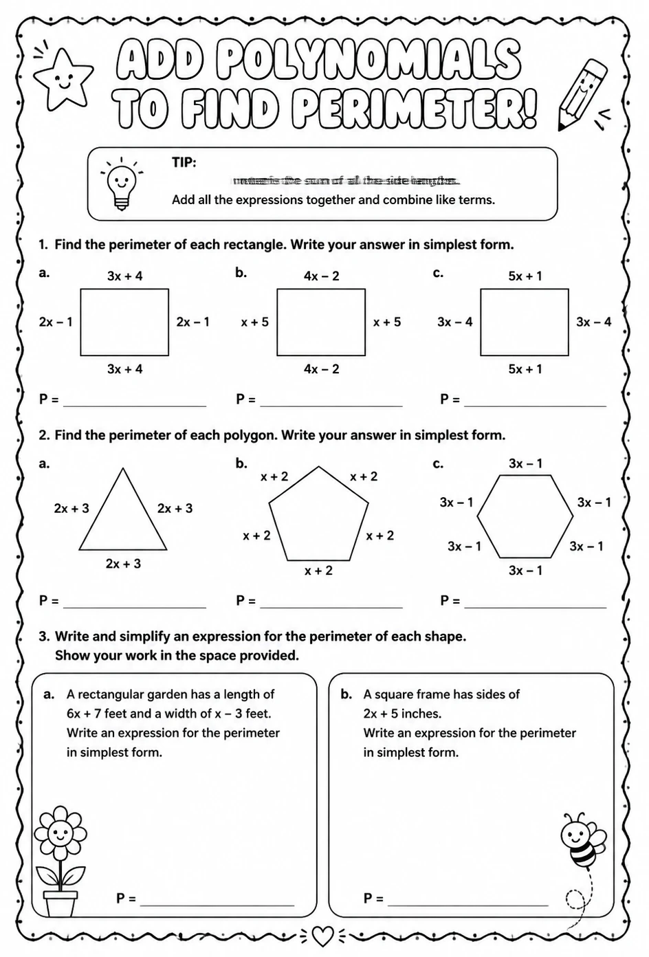 Add polynomials to find perimeter