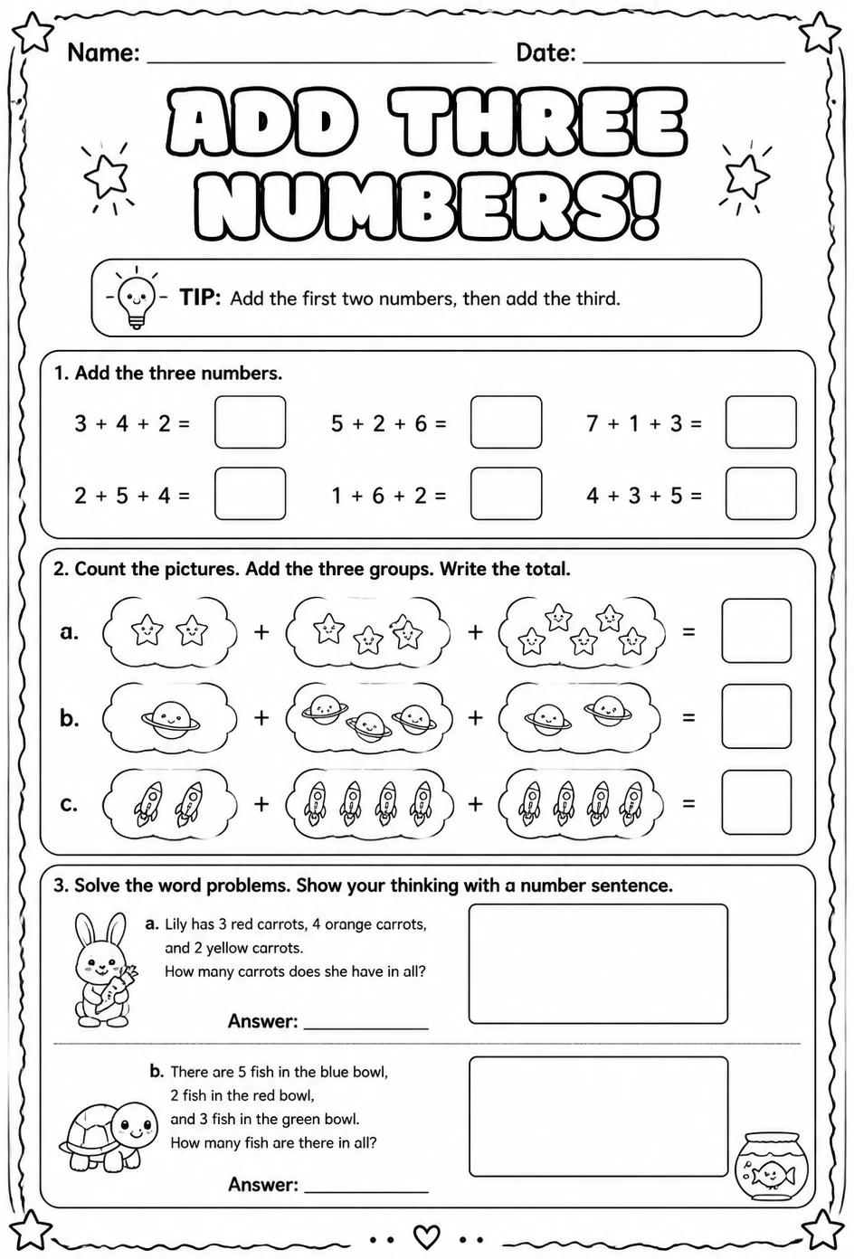 Add three numbers