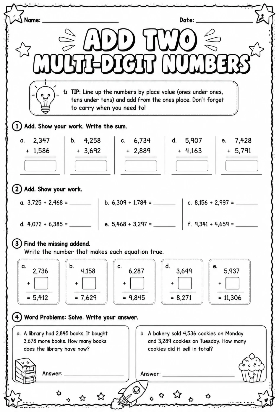 Add two multi-digit numbers