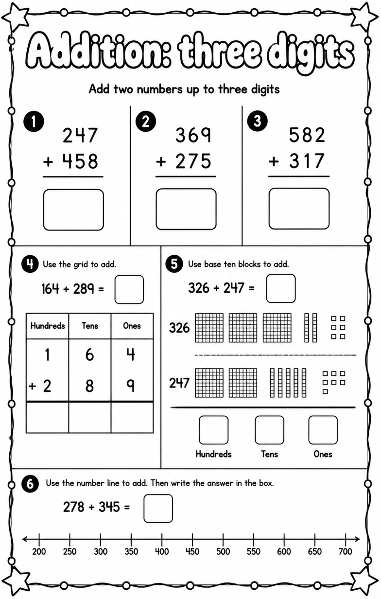 Add two numbers up to three digits