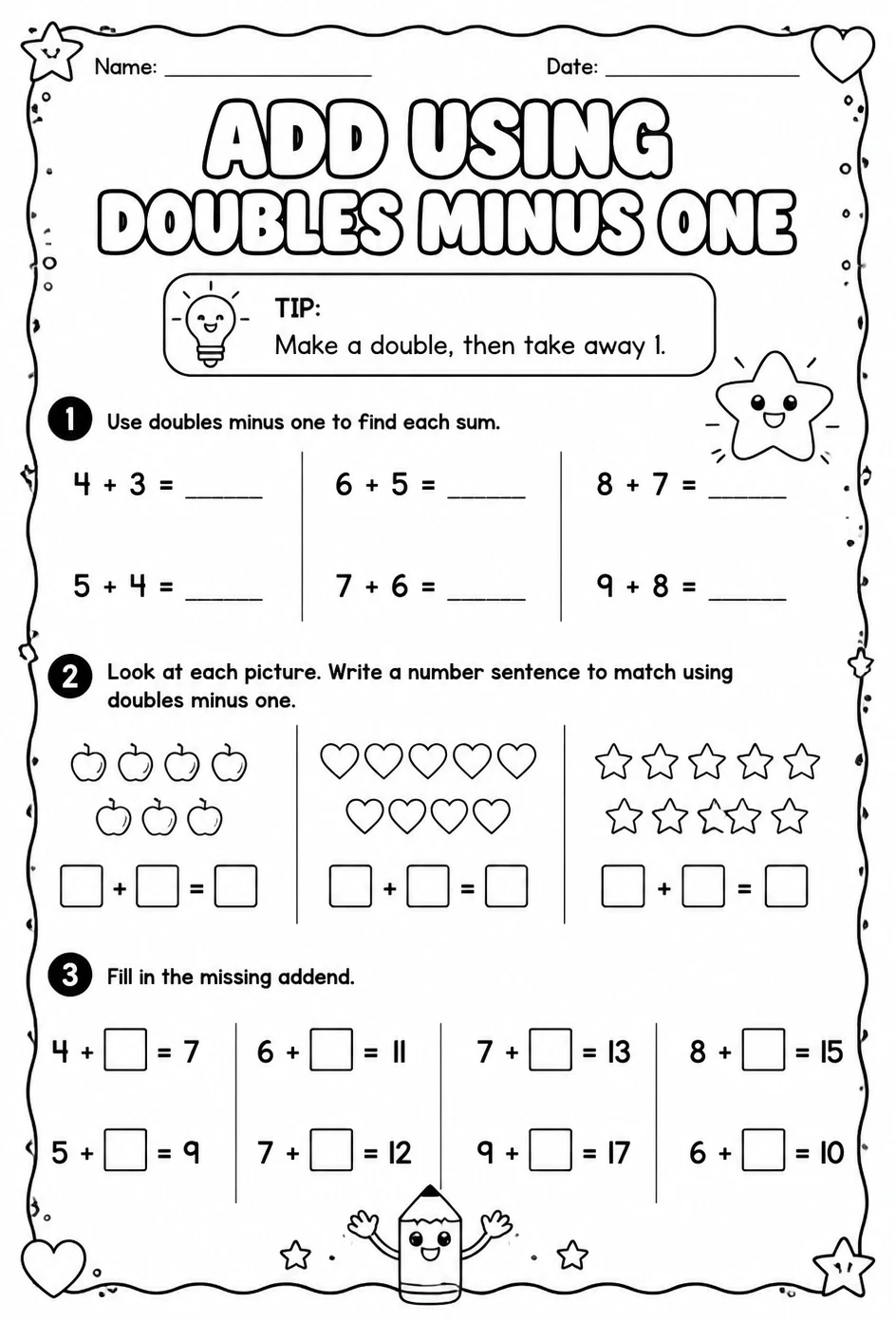 Add using doubles minus one