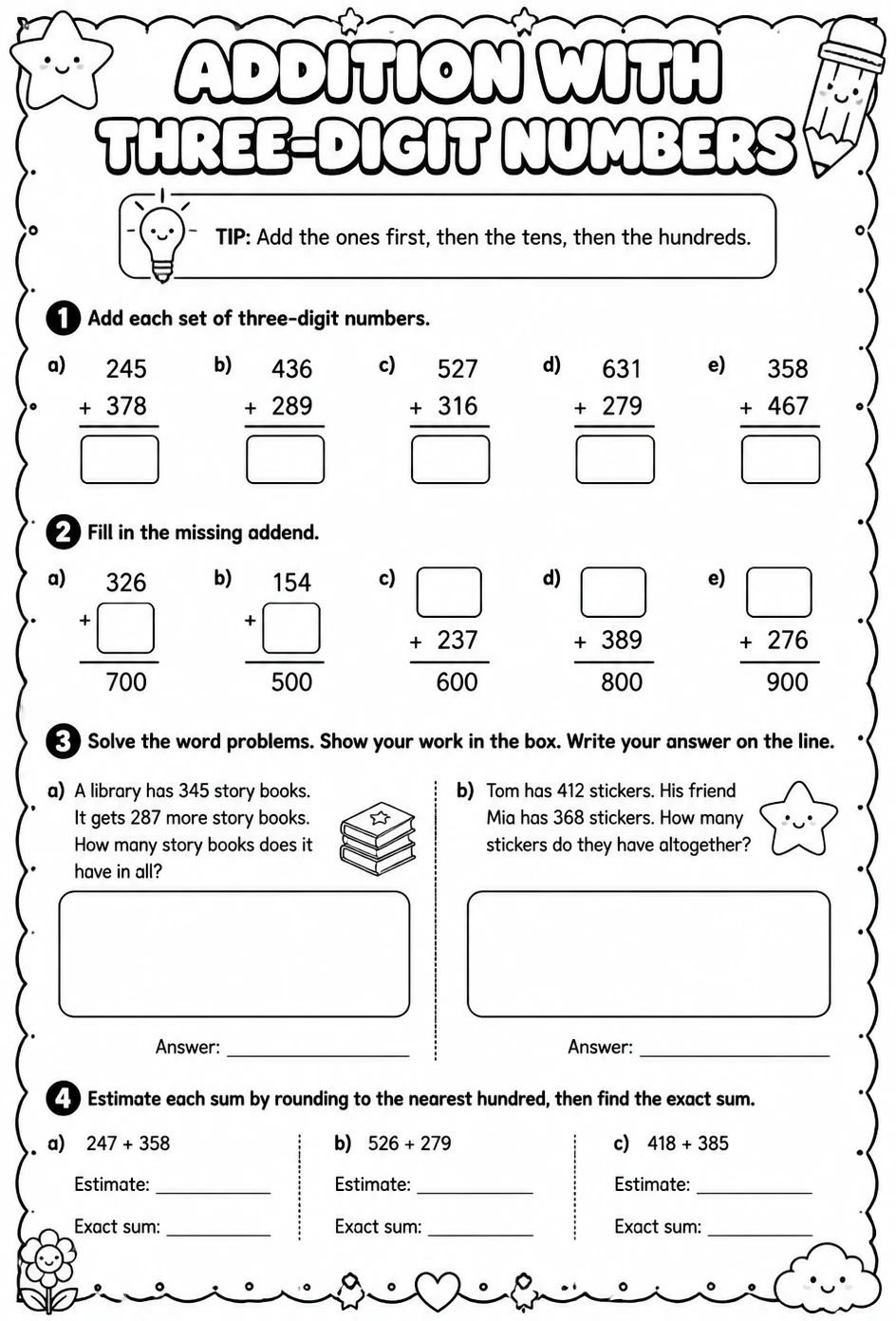 Addition with three-digit numbers