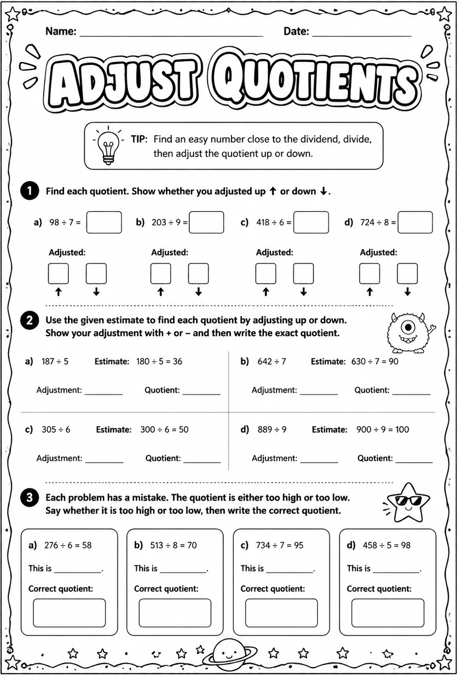 Adjust quotients