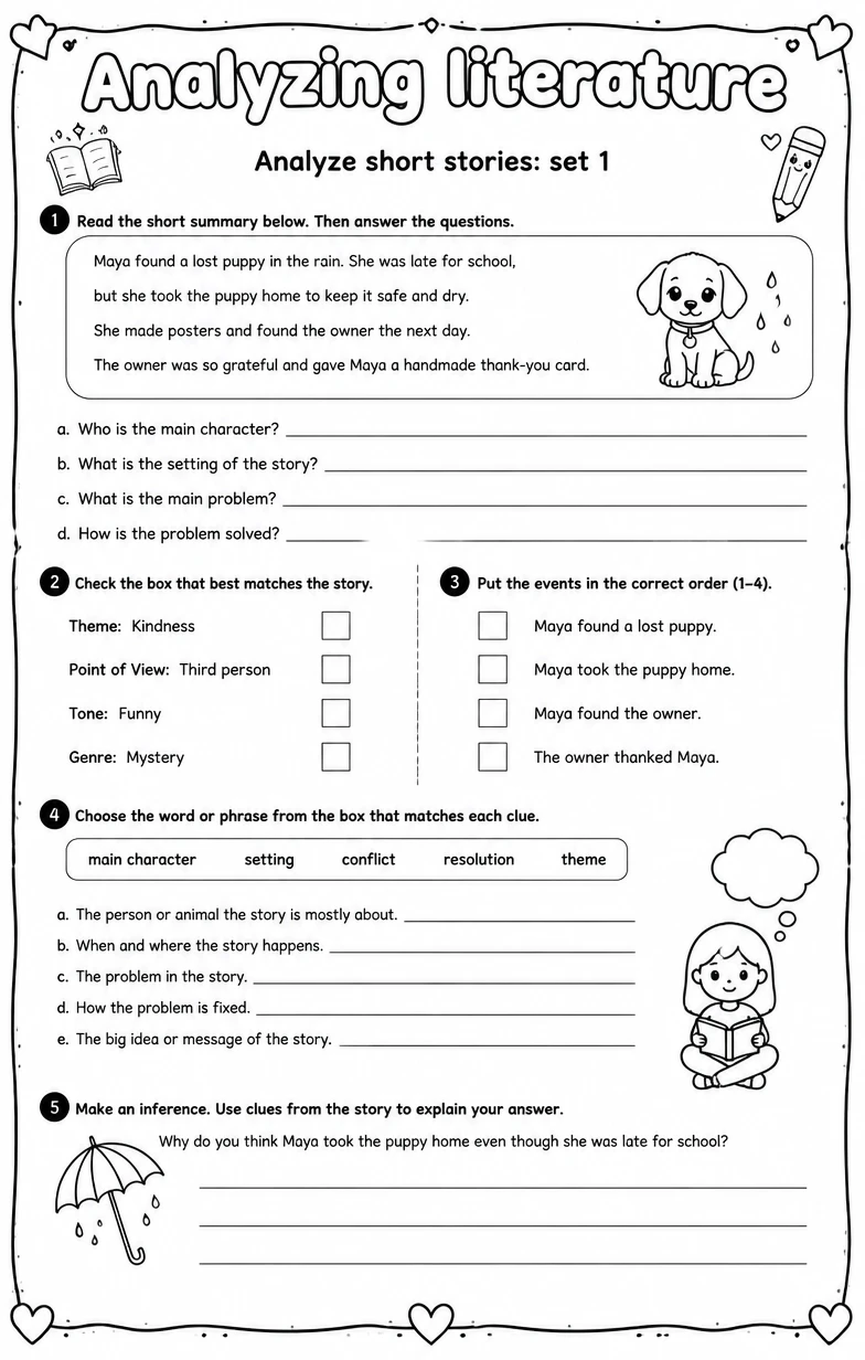 Analyze short stories: set 1