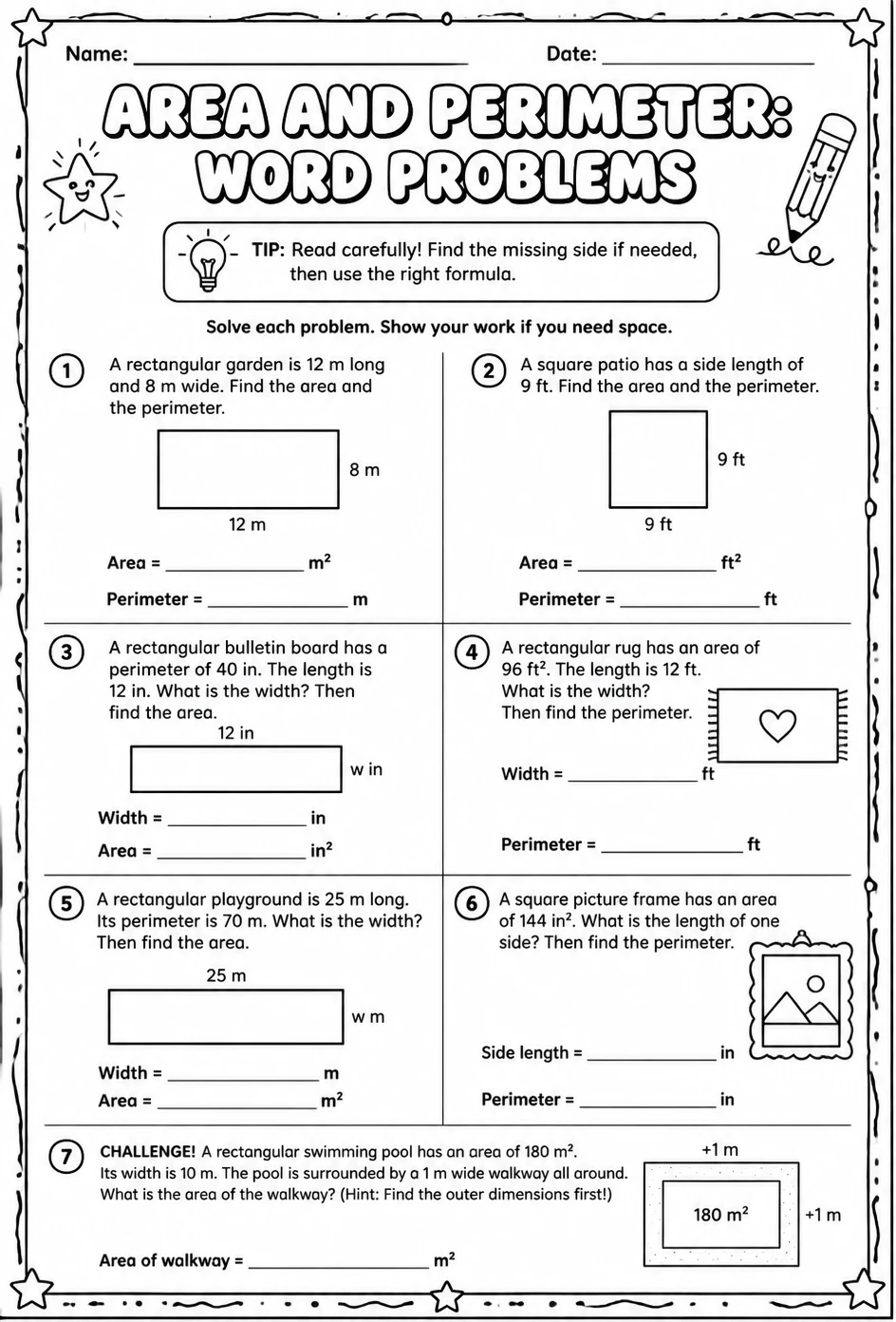 Area and perimeter: word problems