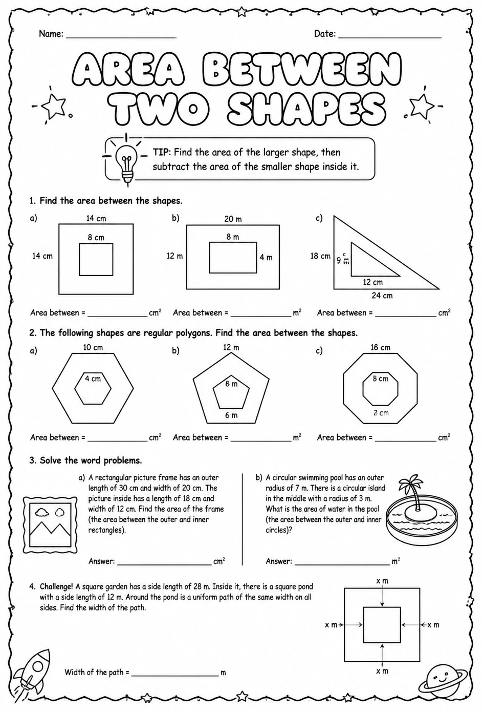 Area between two shapes