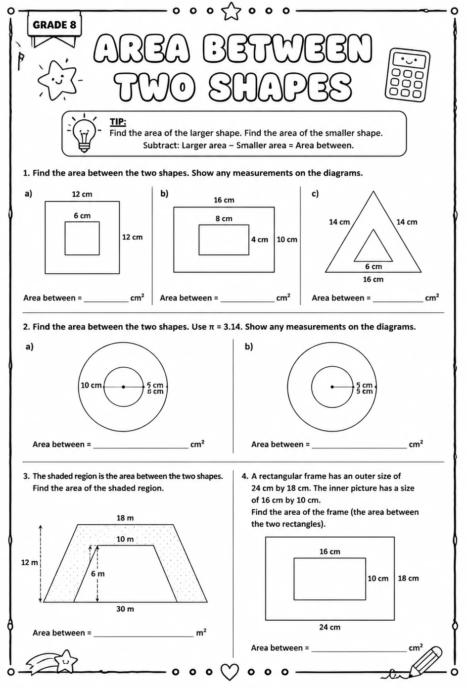 Area between two shapes