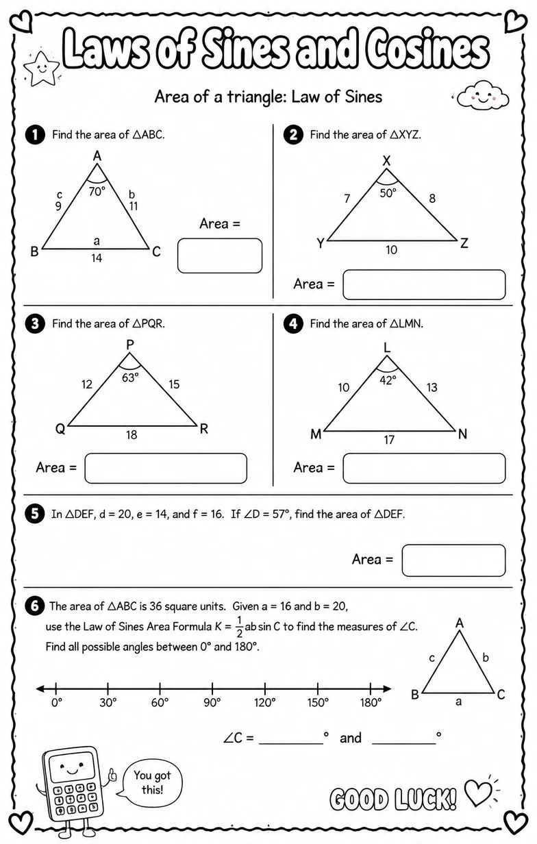 Area of a triangle: Law of Sines