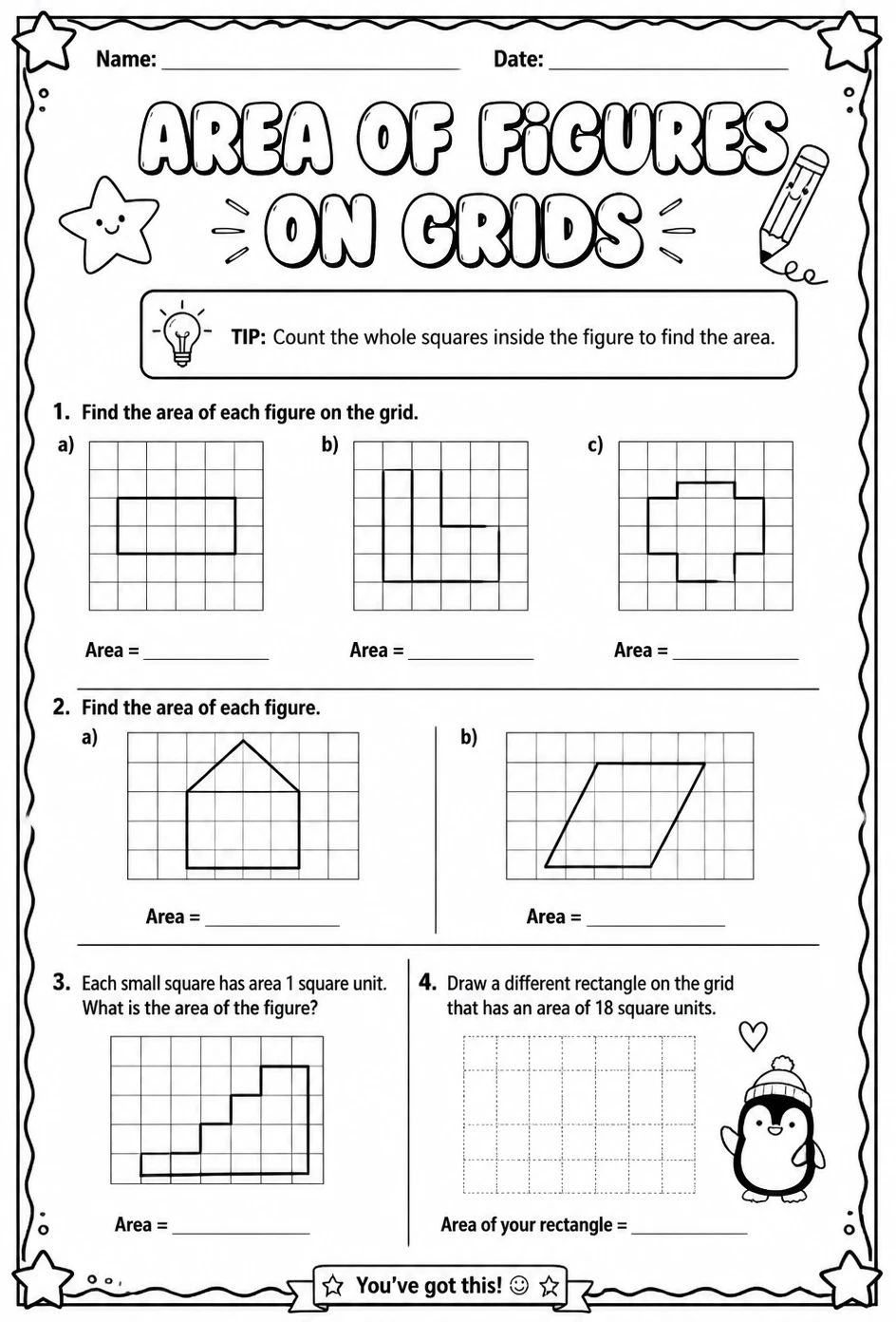 Area of figures on grids