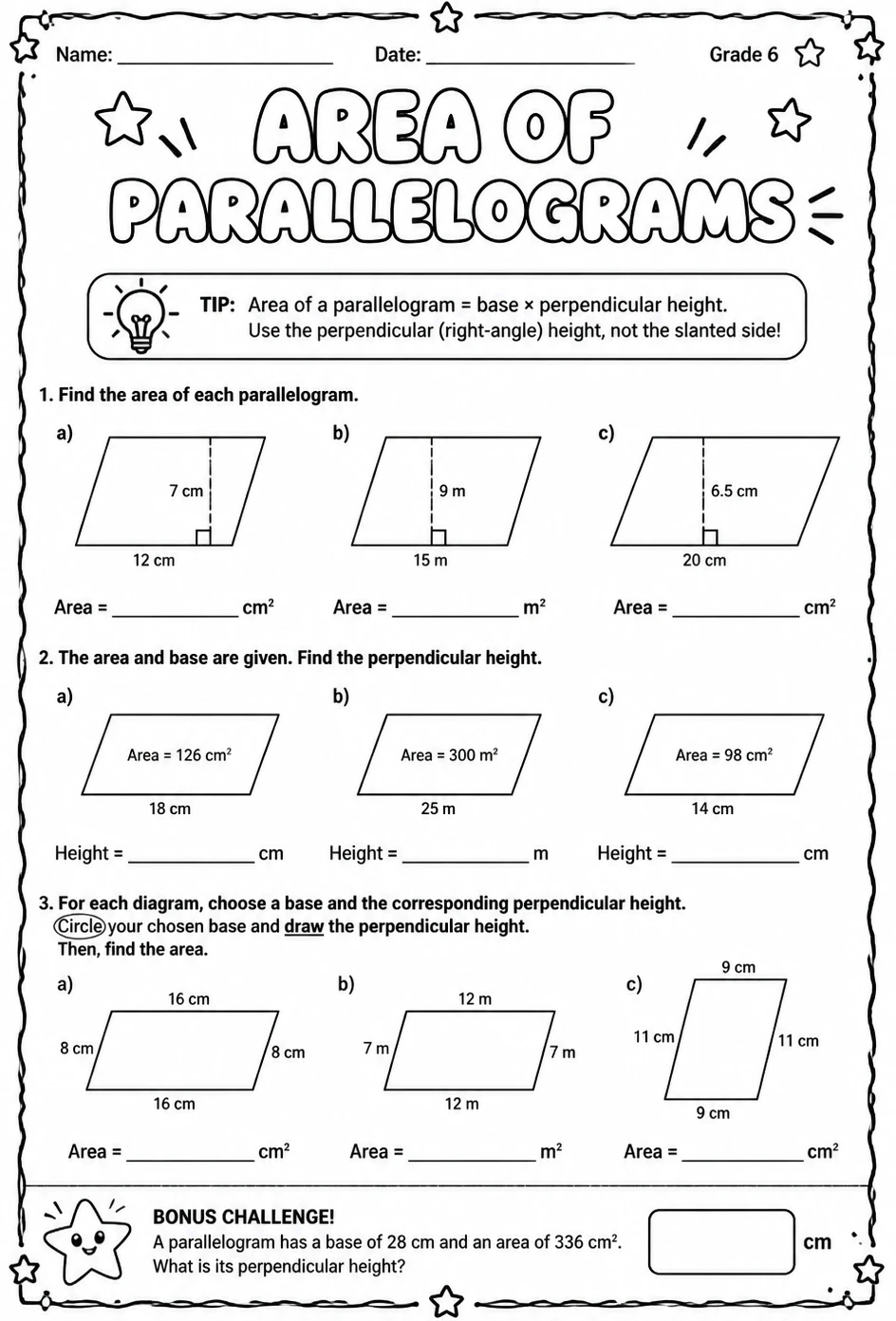 Area of parallelograms