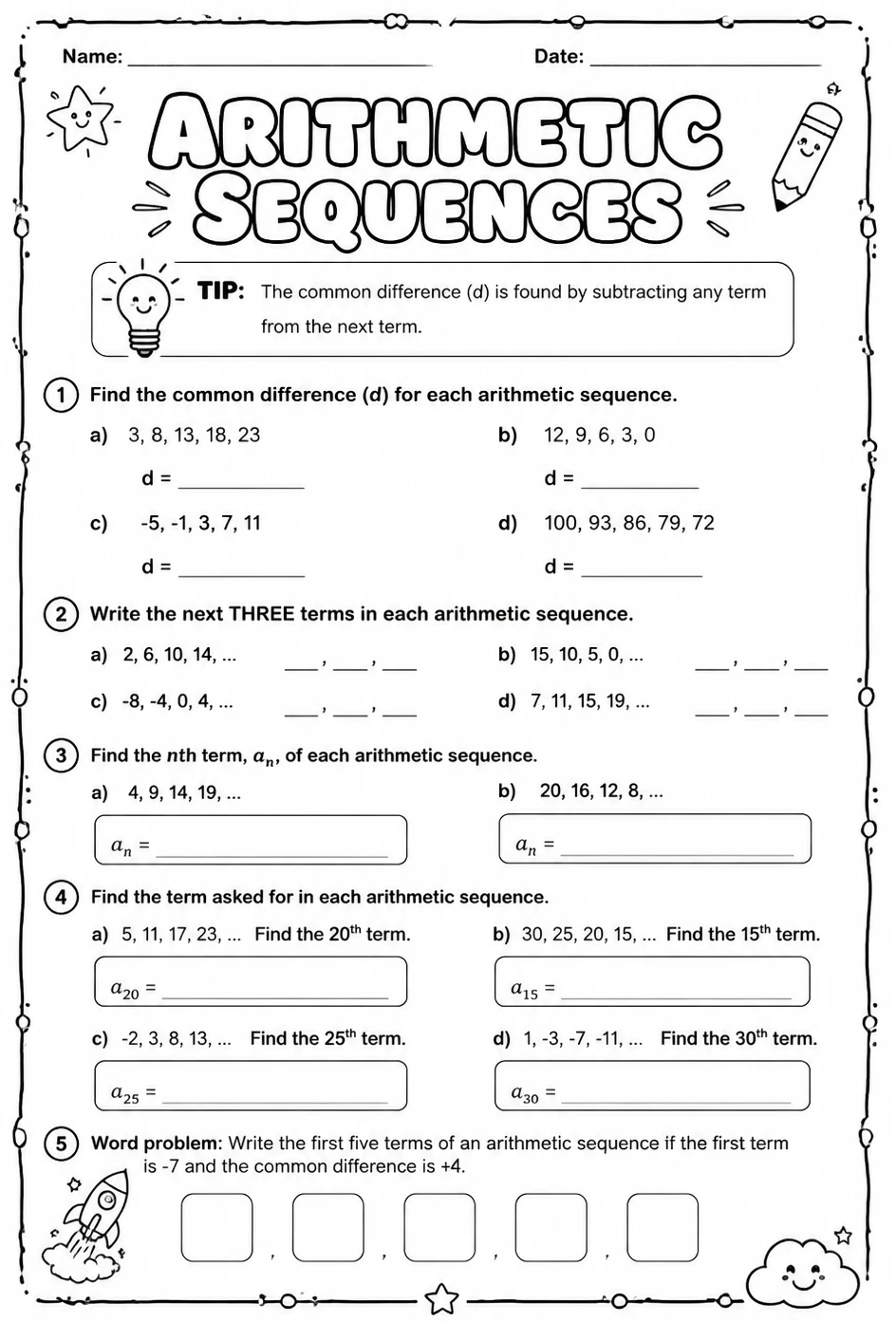 Arithmetic sequences