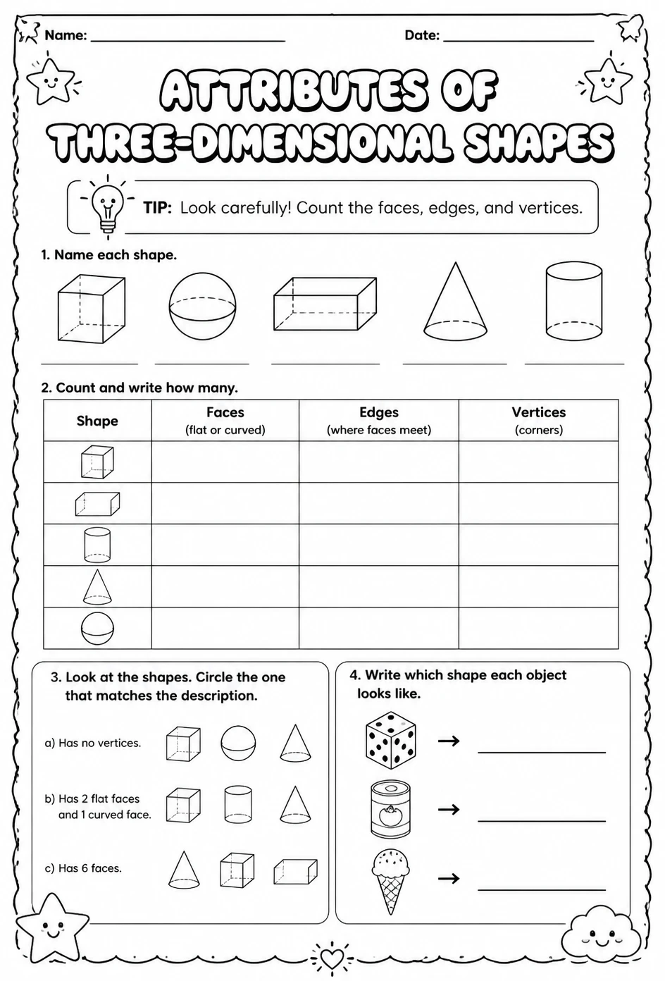 Attributes of three-dimensional shapes
