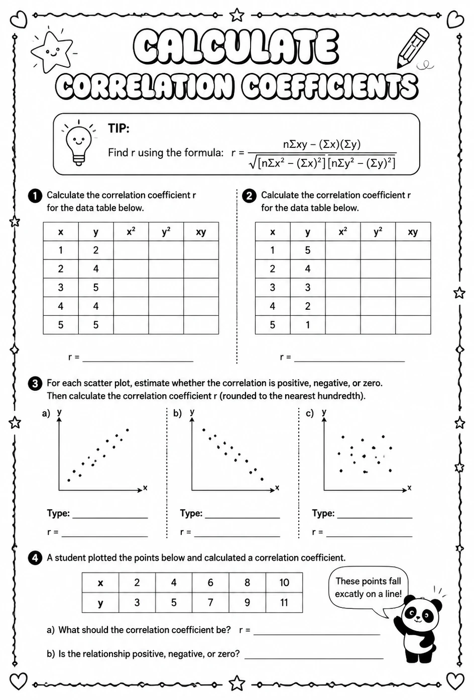Calculate correlation coefficients