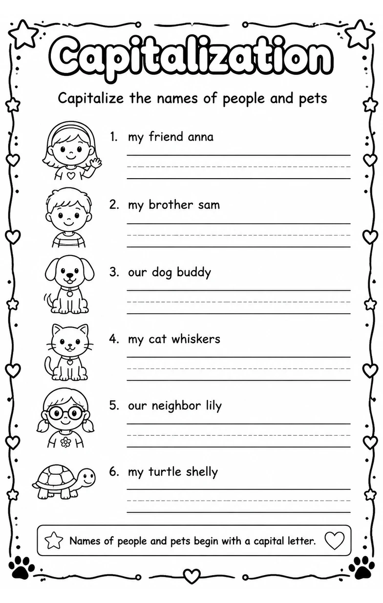 Capitalize the names of people and pets