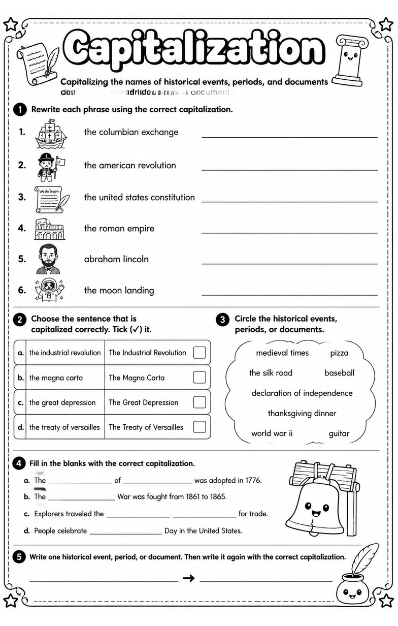 Capitalizing the names of historical events, periods, and documents