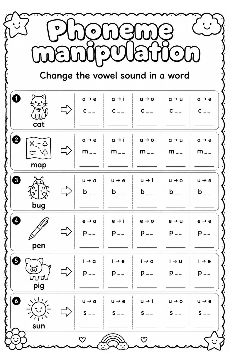 Change the vowel sound in a word