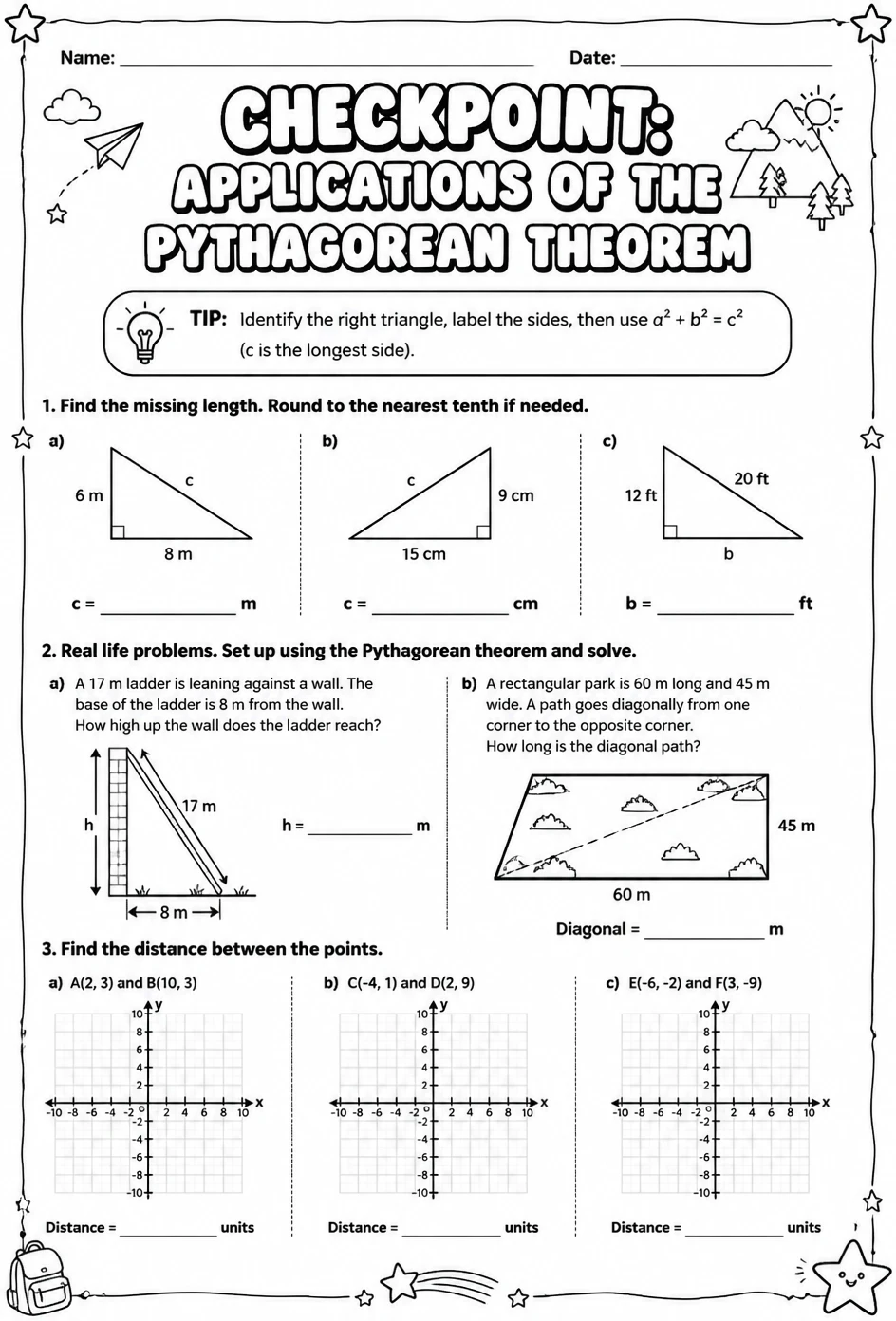 Checkpoint: Applications of the Pythagorean theorem