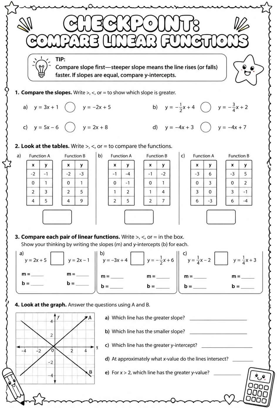 Checkpoint: Compare linear functions