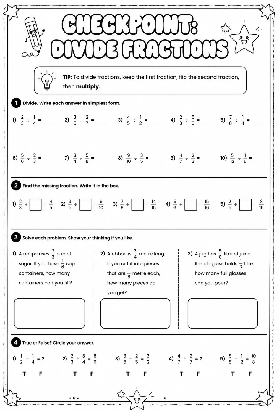Checkpoint: Divide fractions