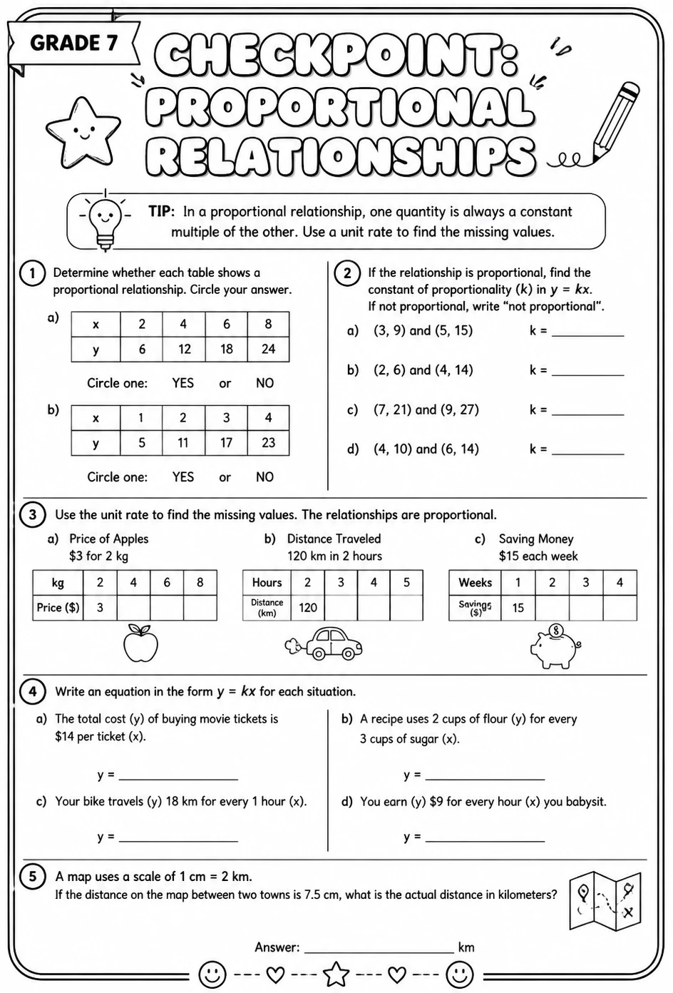 Checkpoint: Proportional relationships