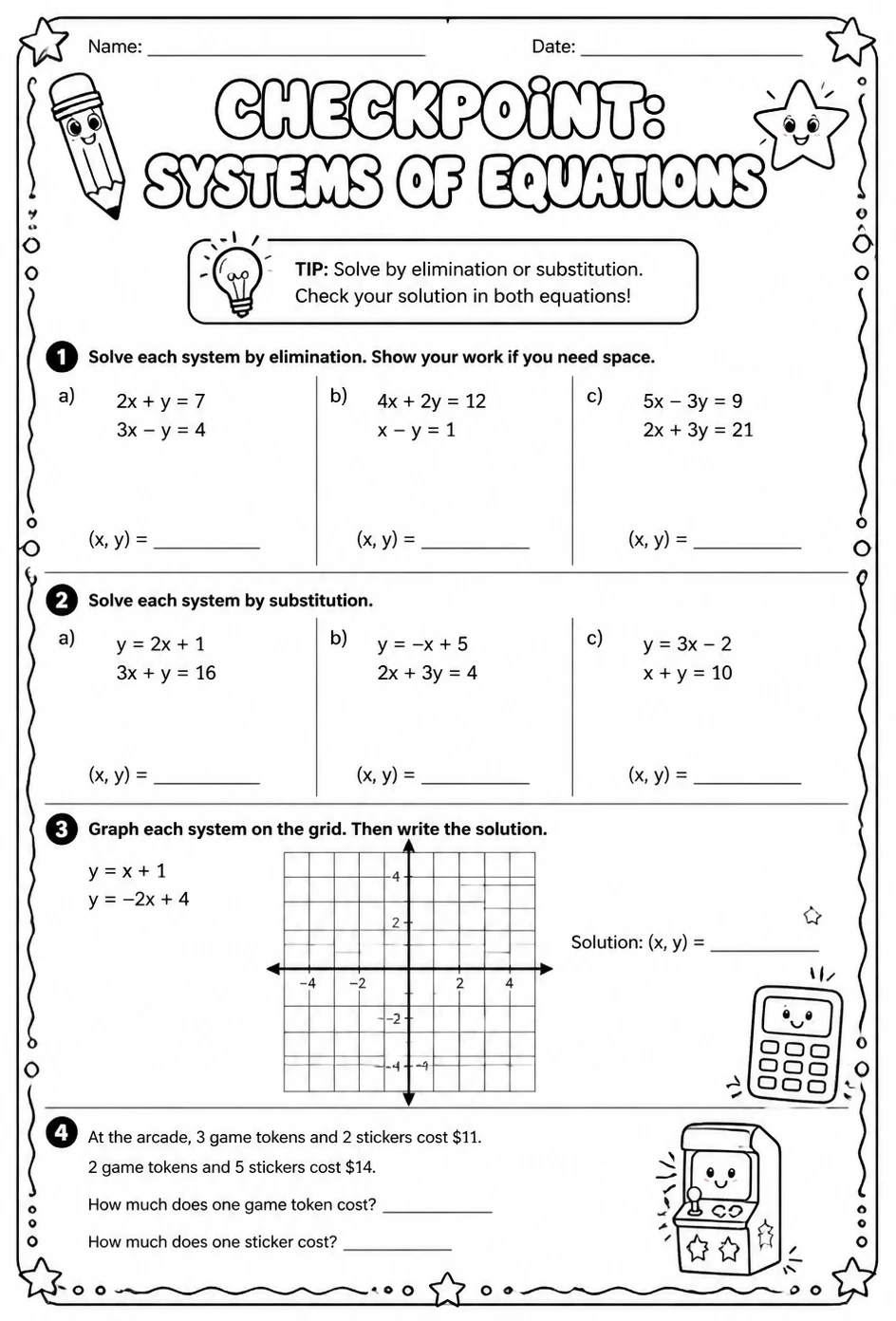 Checkpoint: Systems of equations