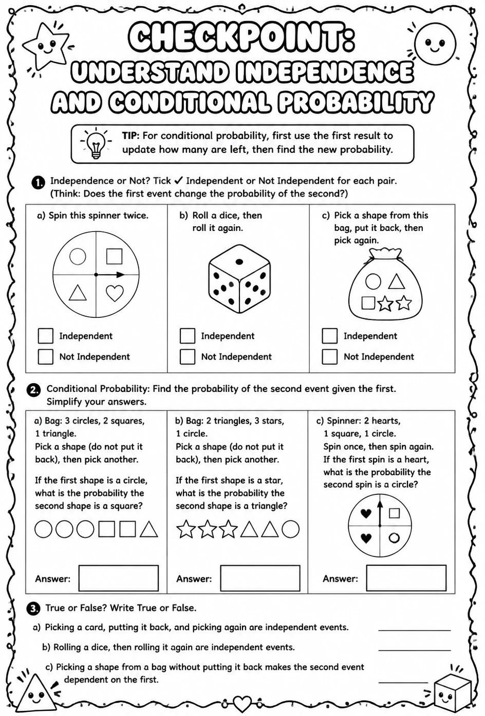 Checkpoint: Understand independence and conditional probability