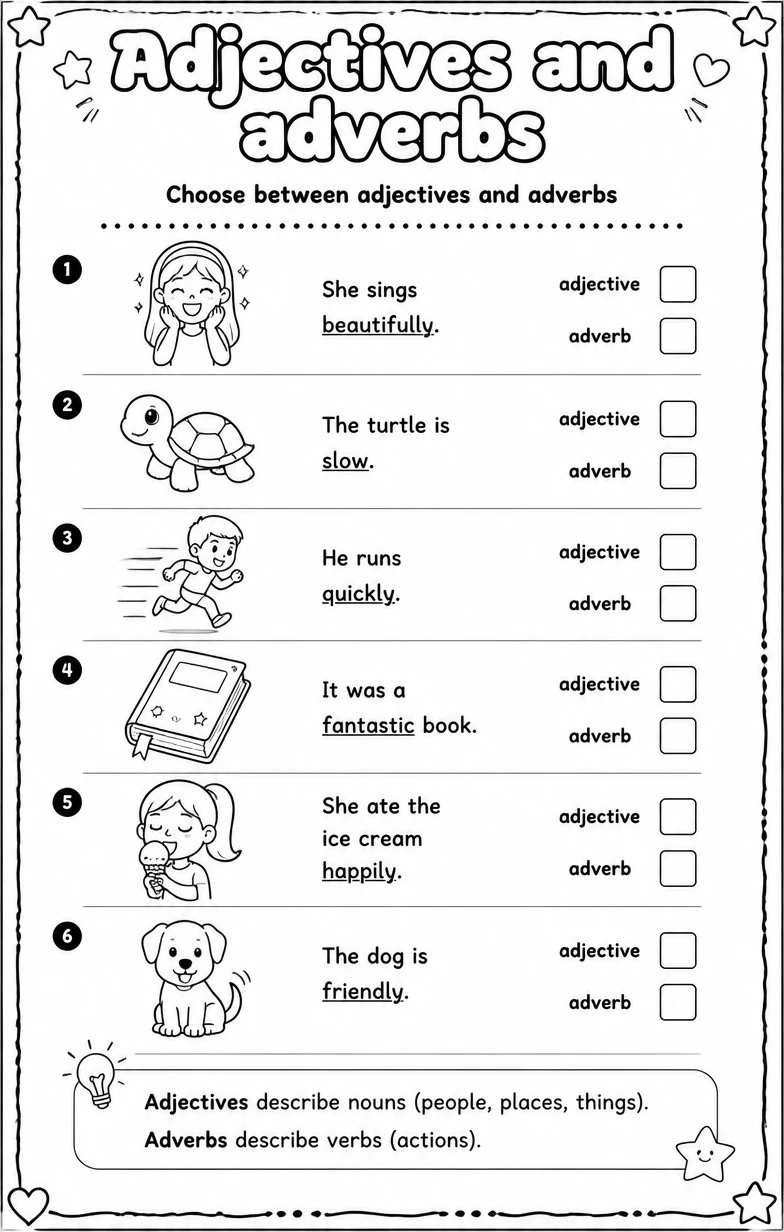 Choose between adjectives and adverbs