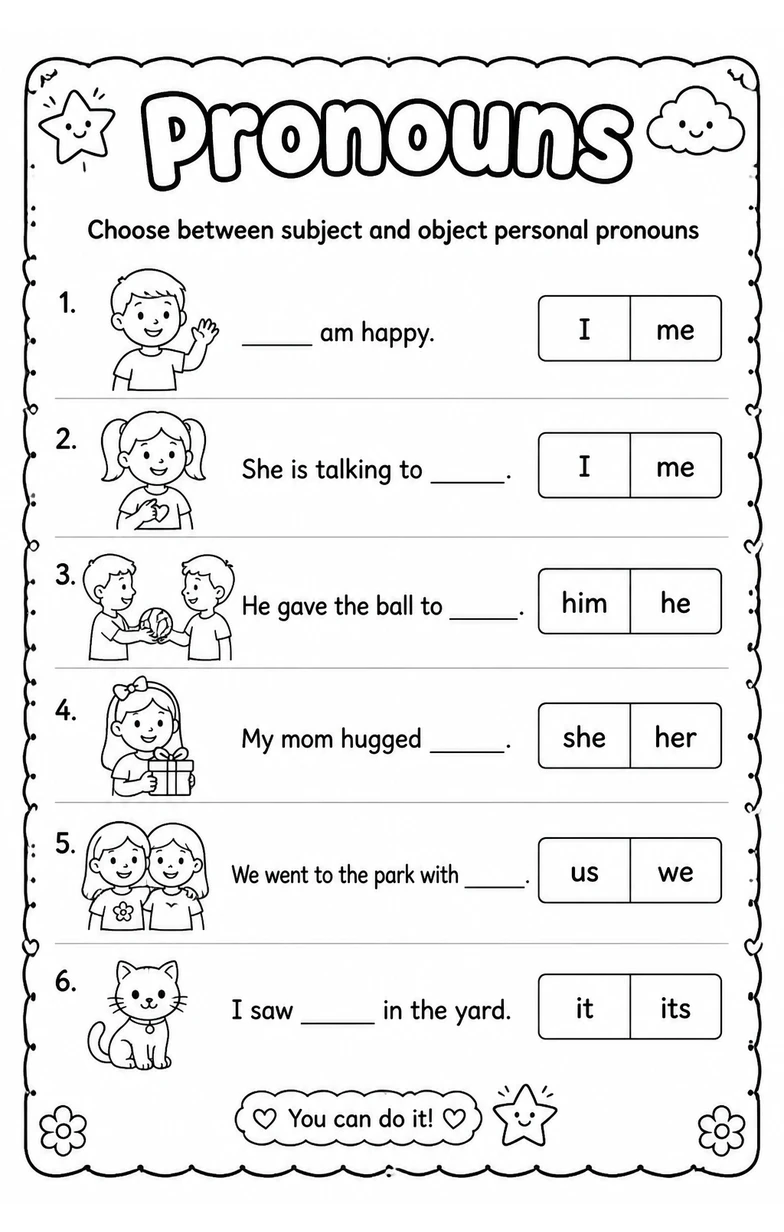 Choose between subject and object personal pronouns
