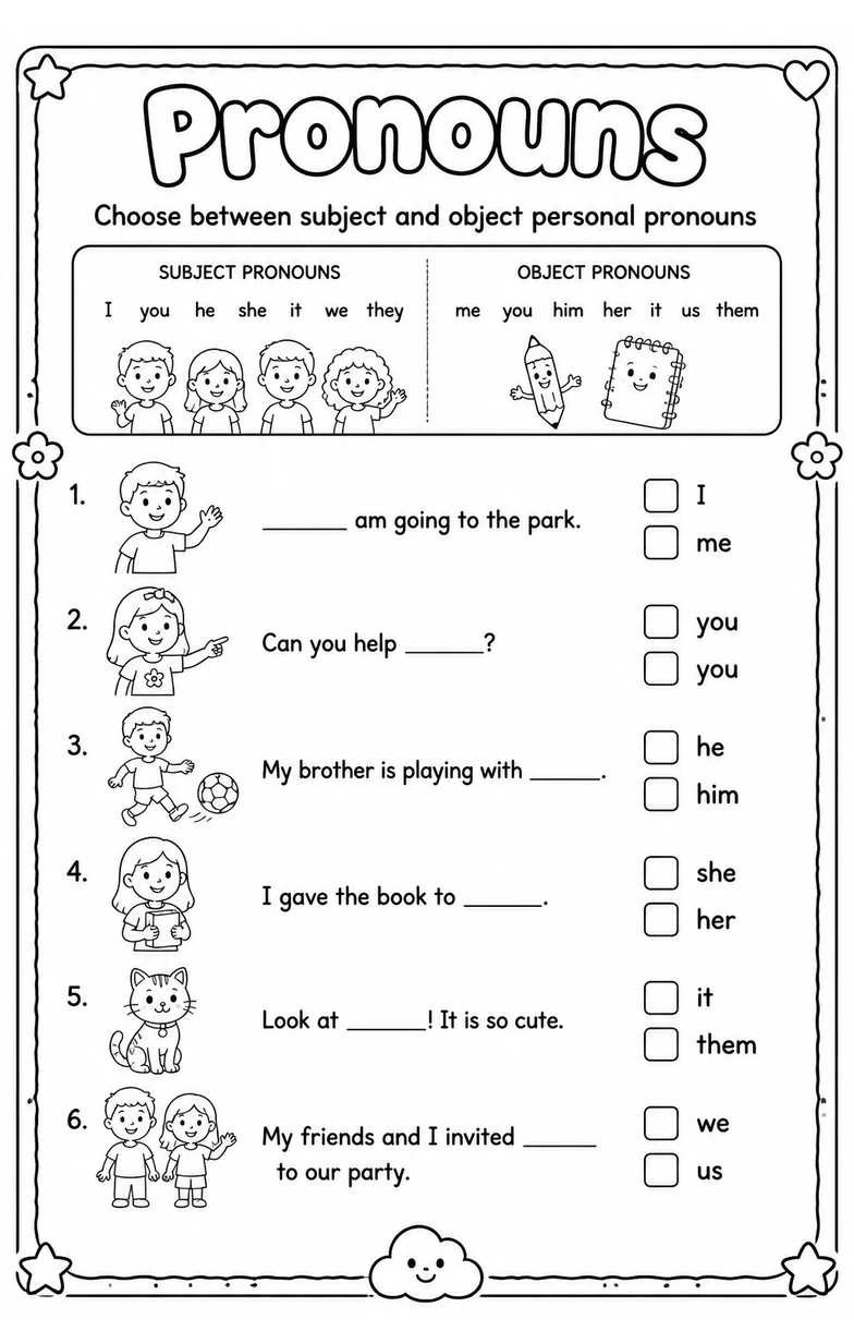 Choose between subject and object personal pronouns