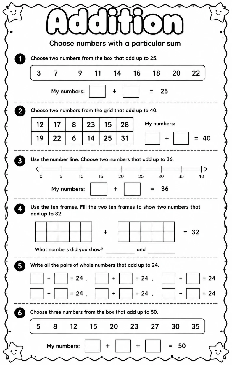 Choose numbers with a particular sum