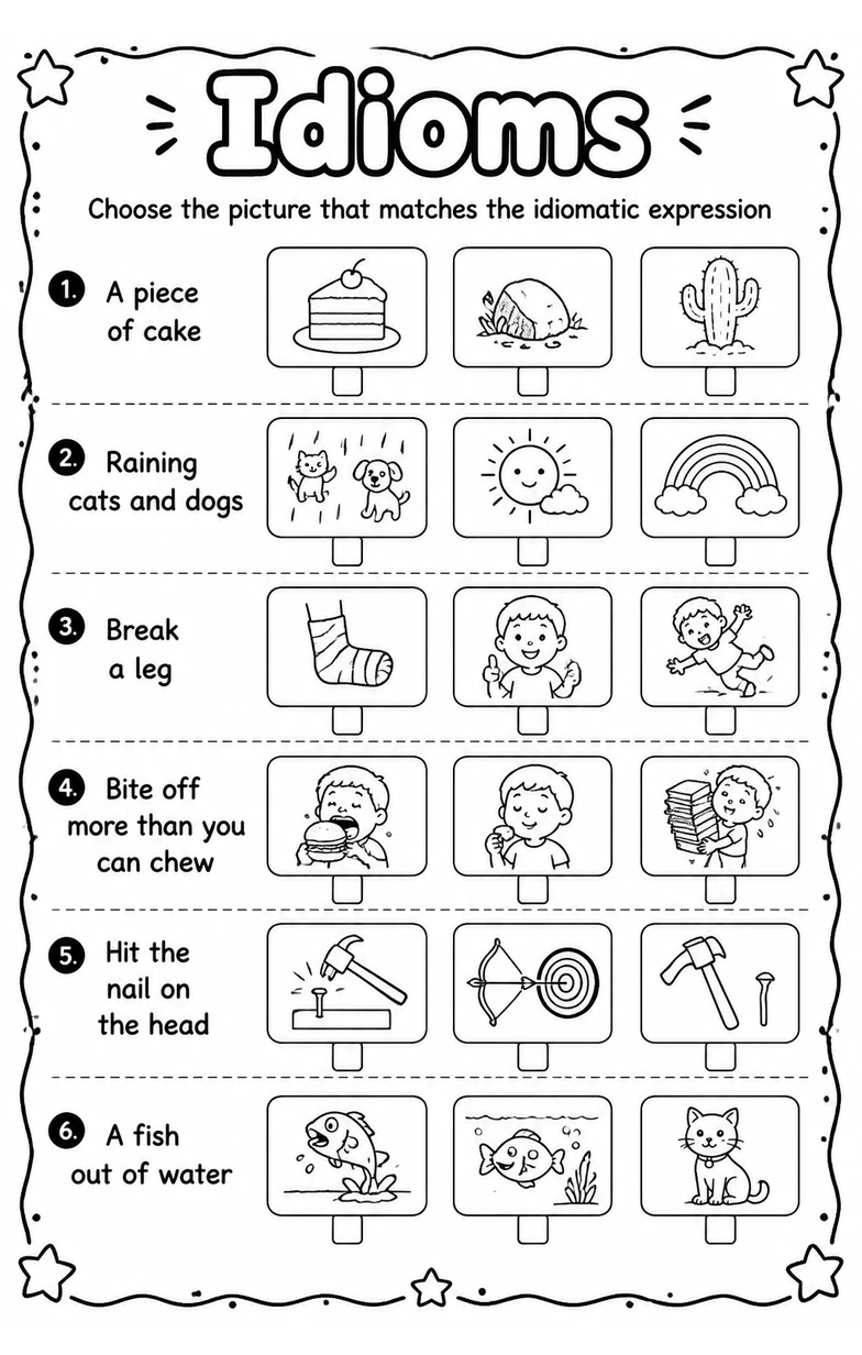 Choose the picture that matches the idiomatic expression