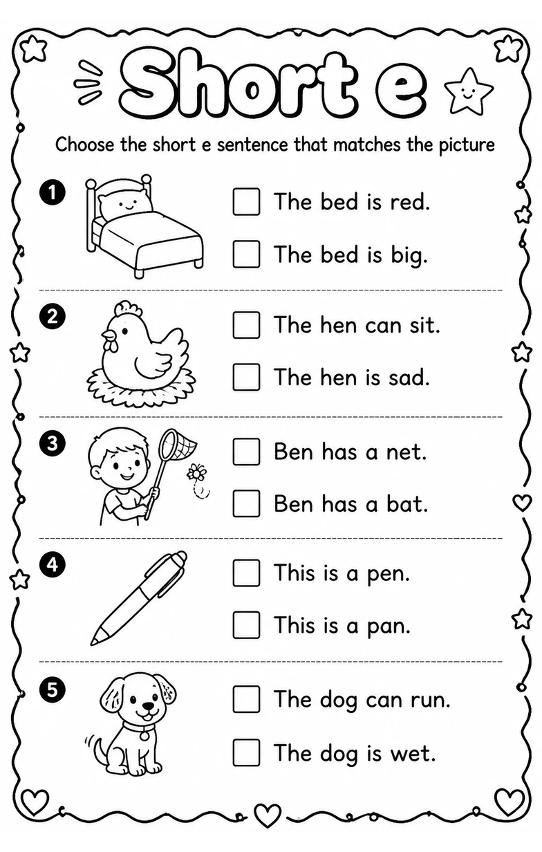 Choose the short e sentence that matches the picture