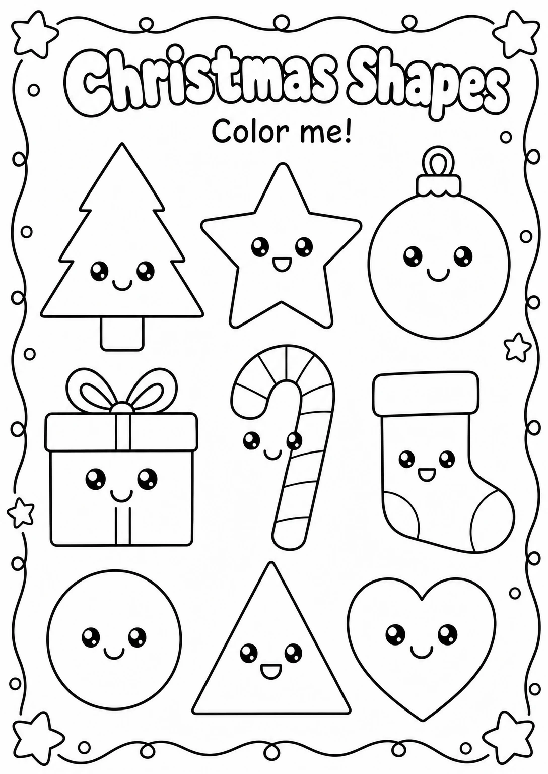 Christmas Shapes Coloring Page