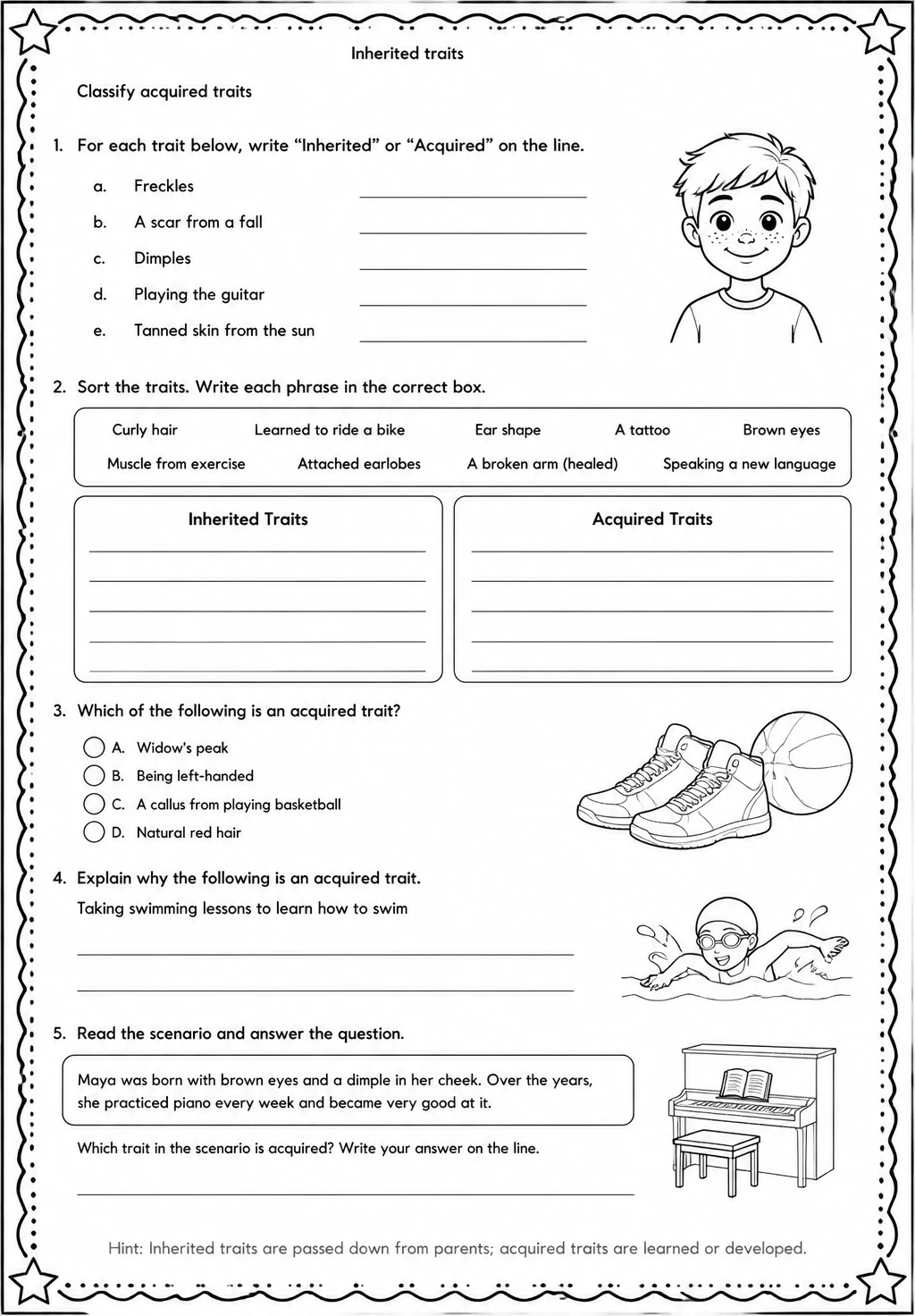 Classify acquired traits