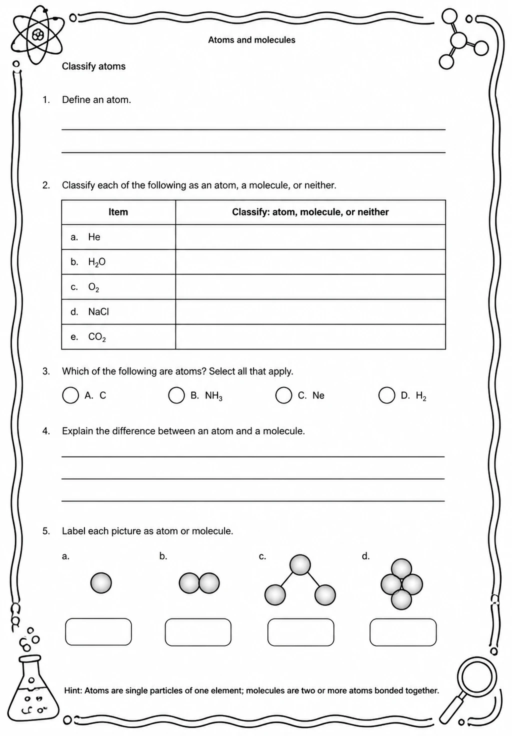 Classify atoms