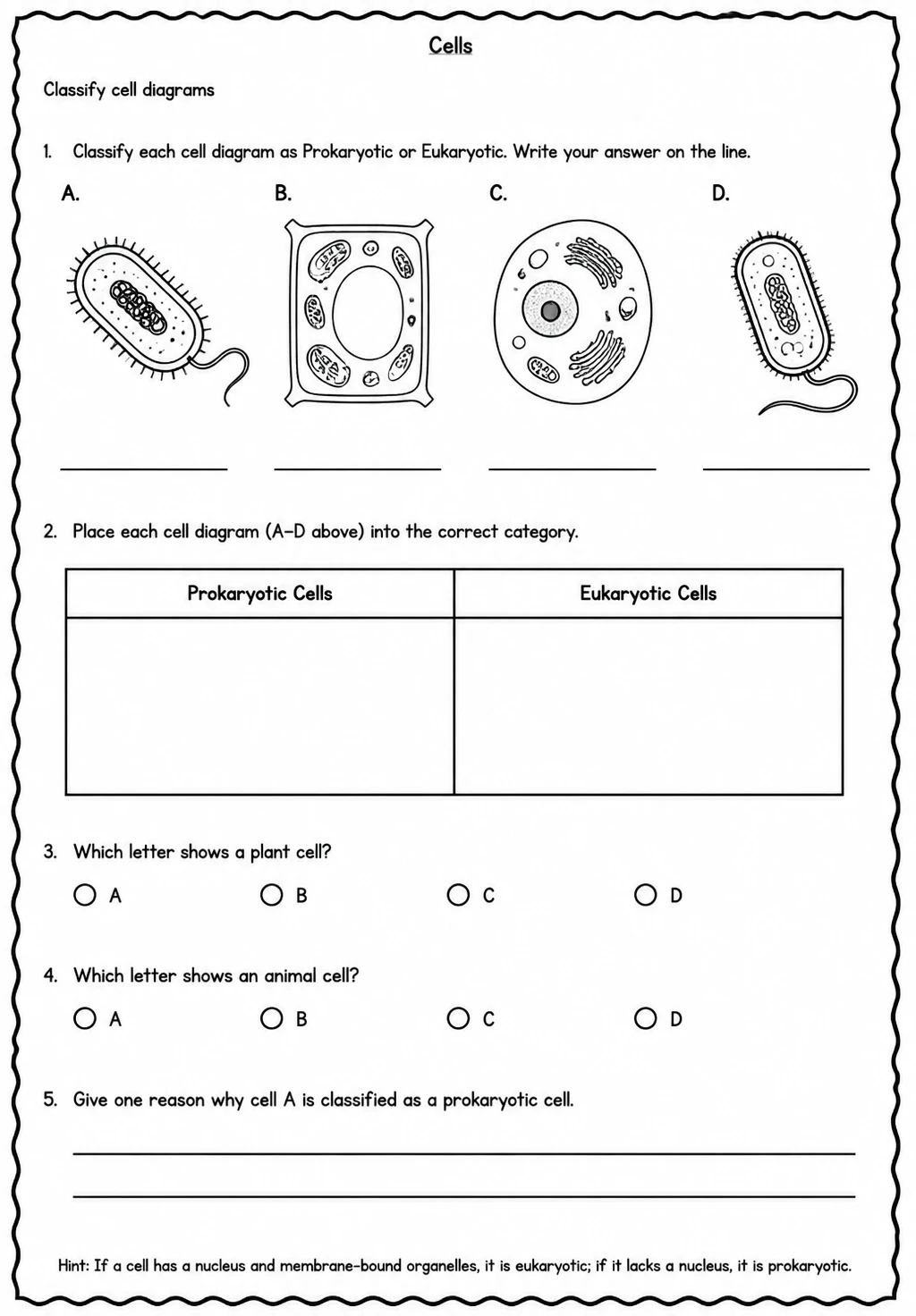 Classify cell diagrams