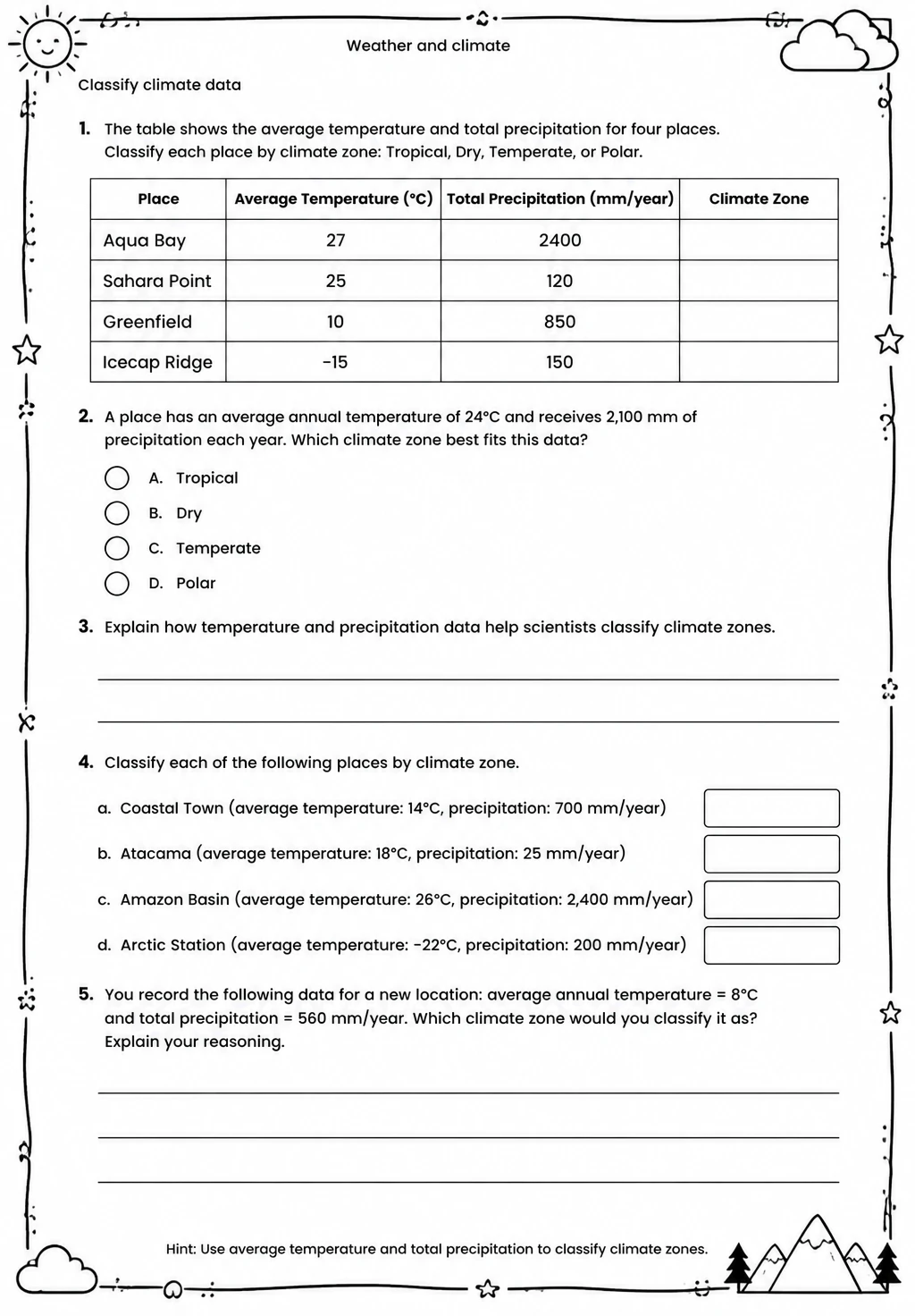 Classify climate data