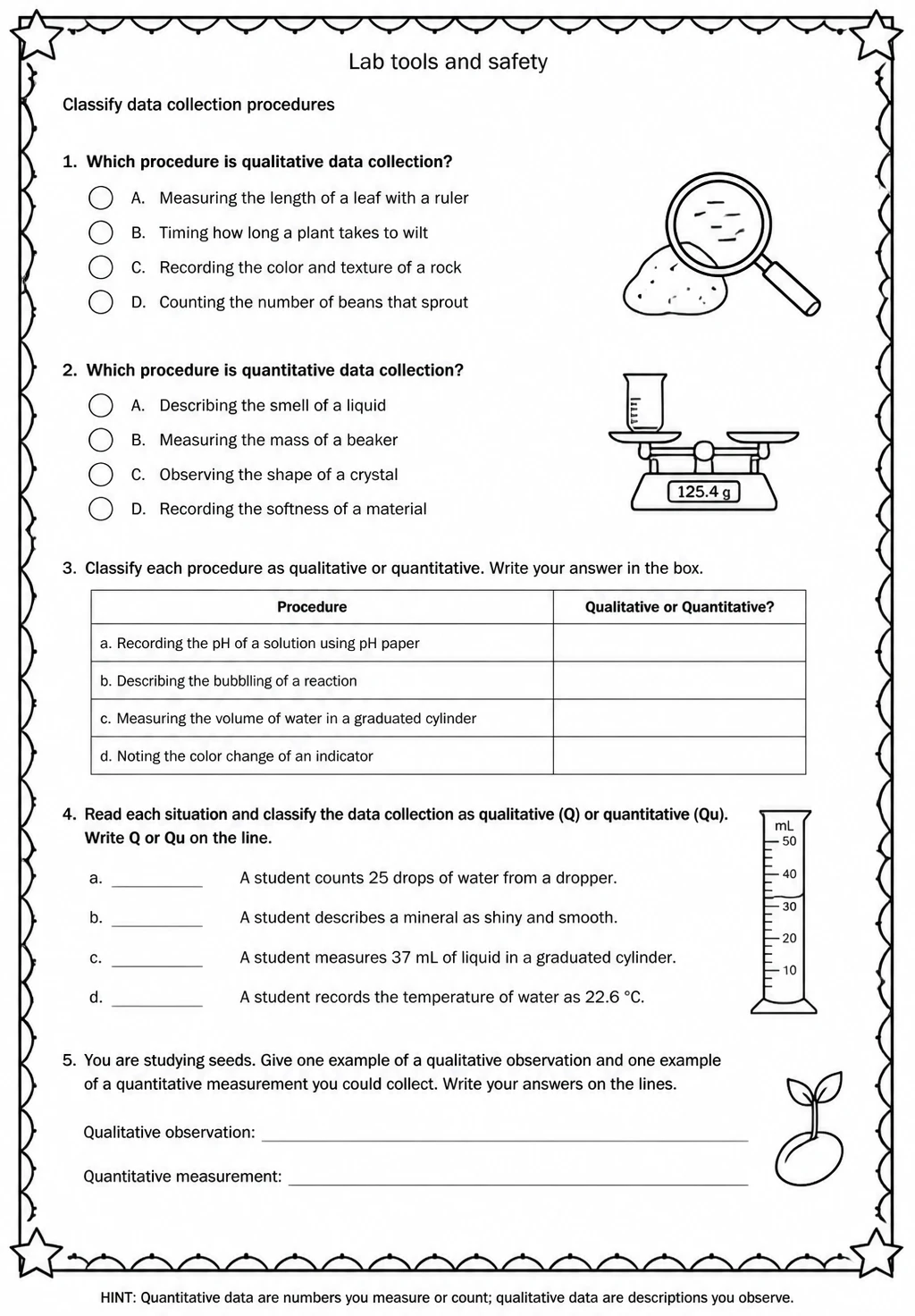 Classify data collection procedures