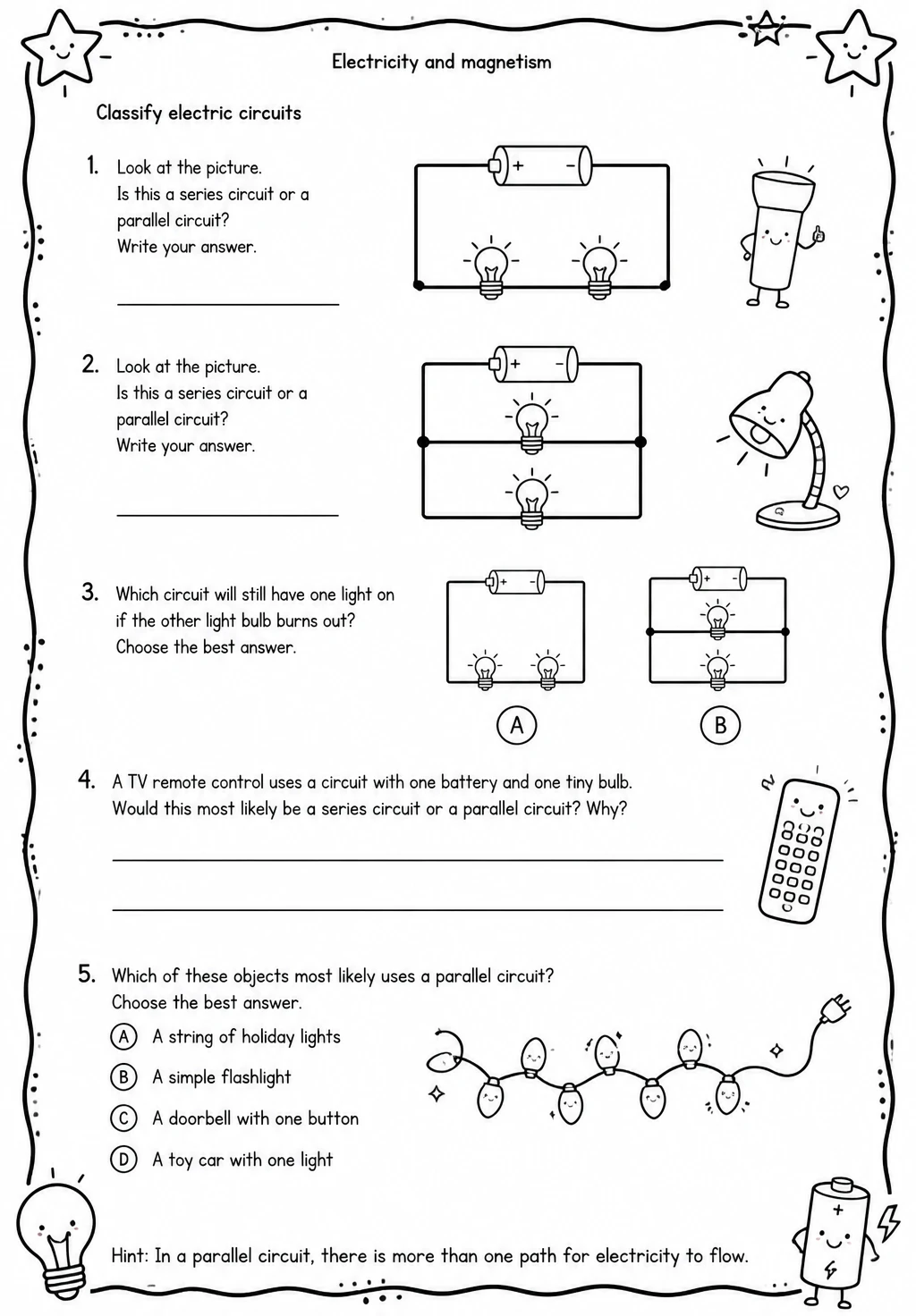 Classify electric circuits