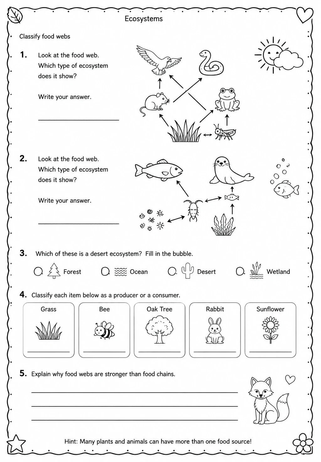 Classify food webs