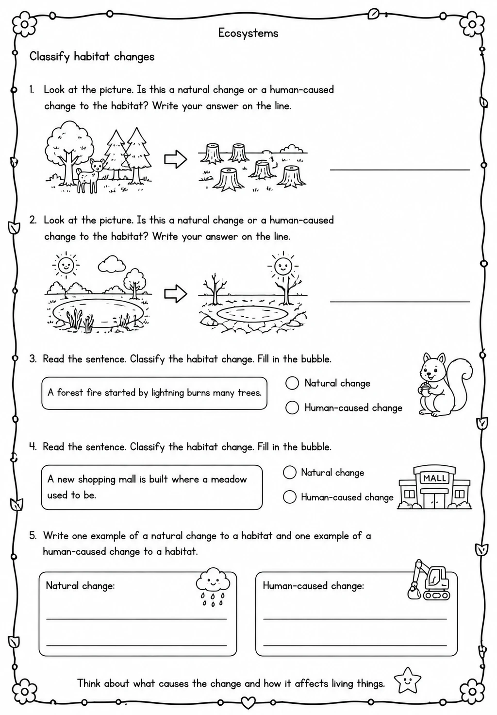 Classify habitat changes