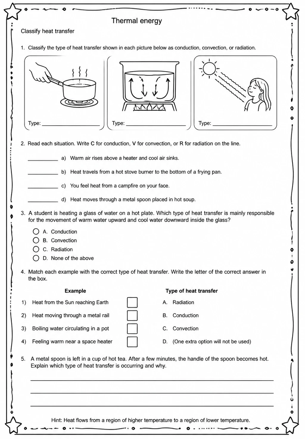 Classify heat transfer