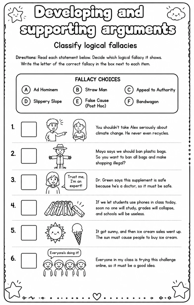 Classify logical fallacies