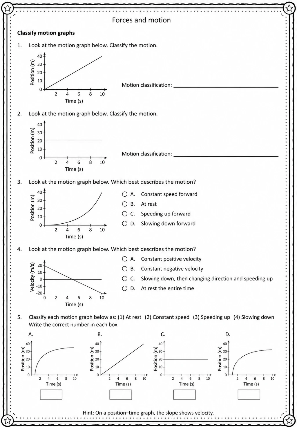 Classify motion graphs