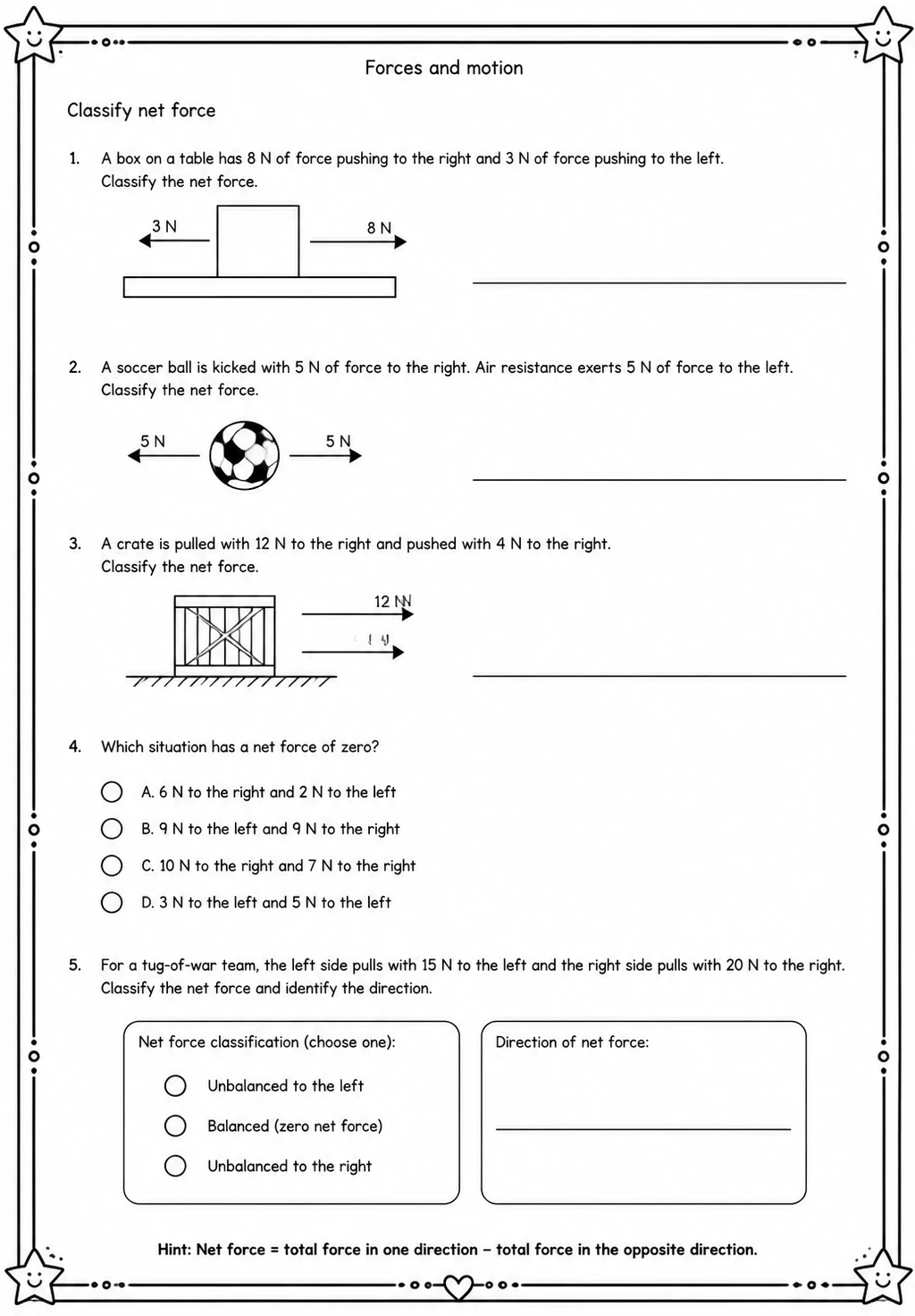 Classify net force