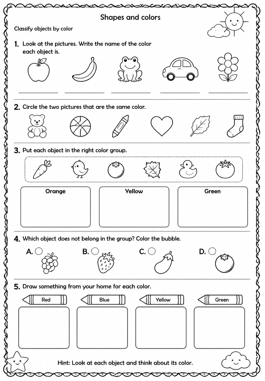 Classify objects by color