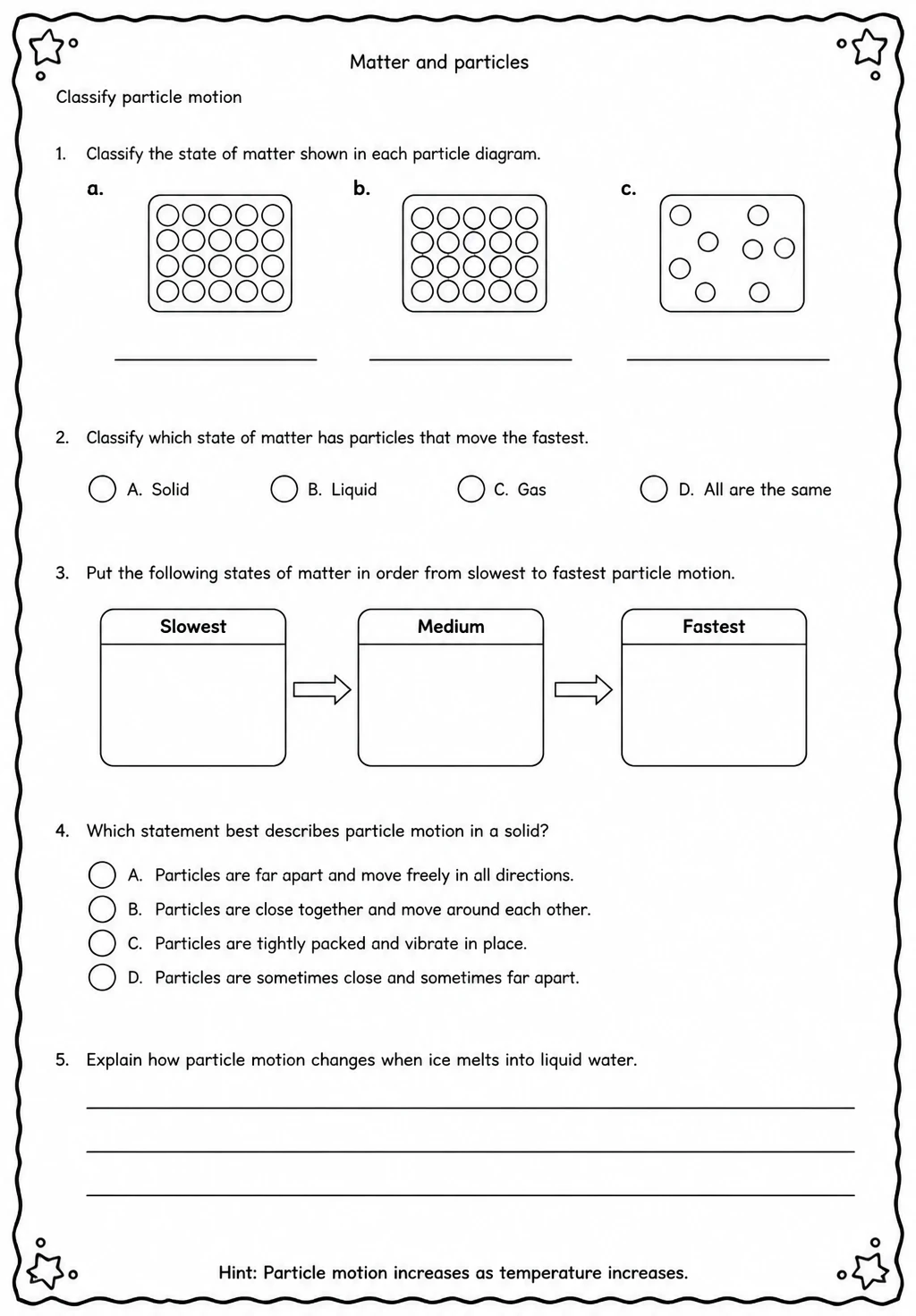 Classify particle motion