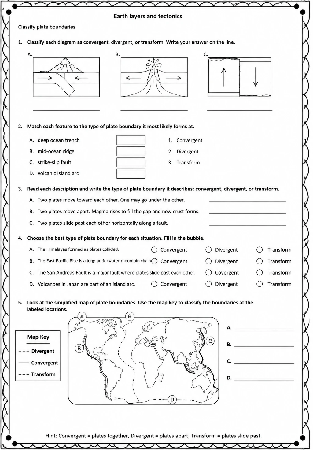 Classify plate boundaries