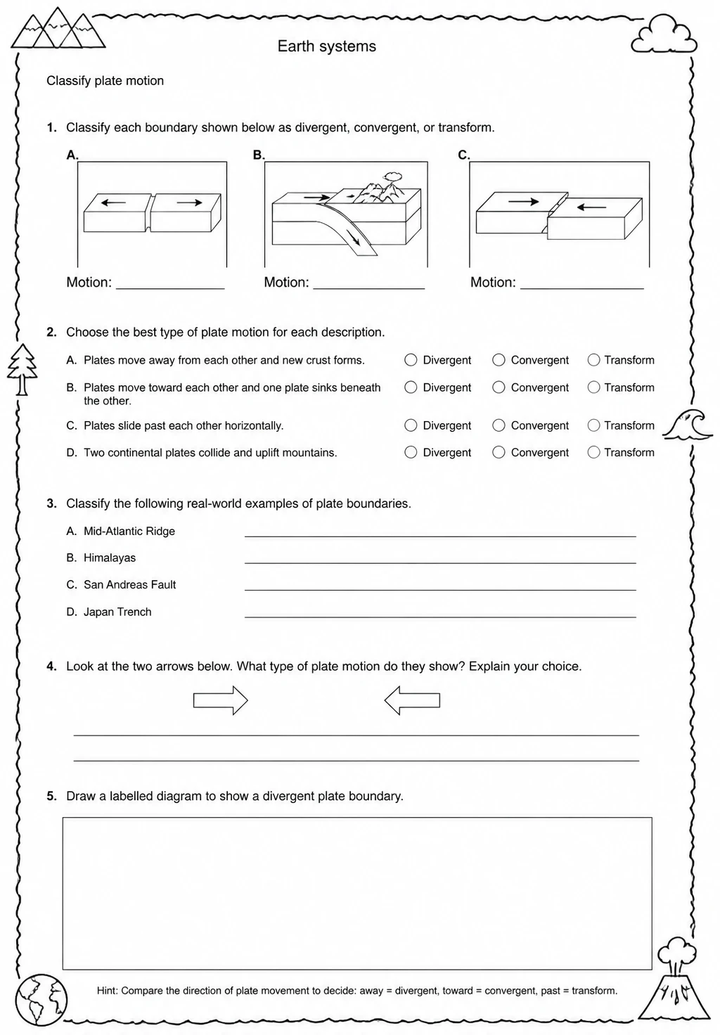 Classify plate motion
