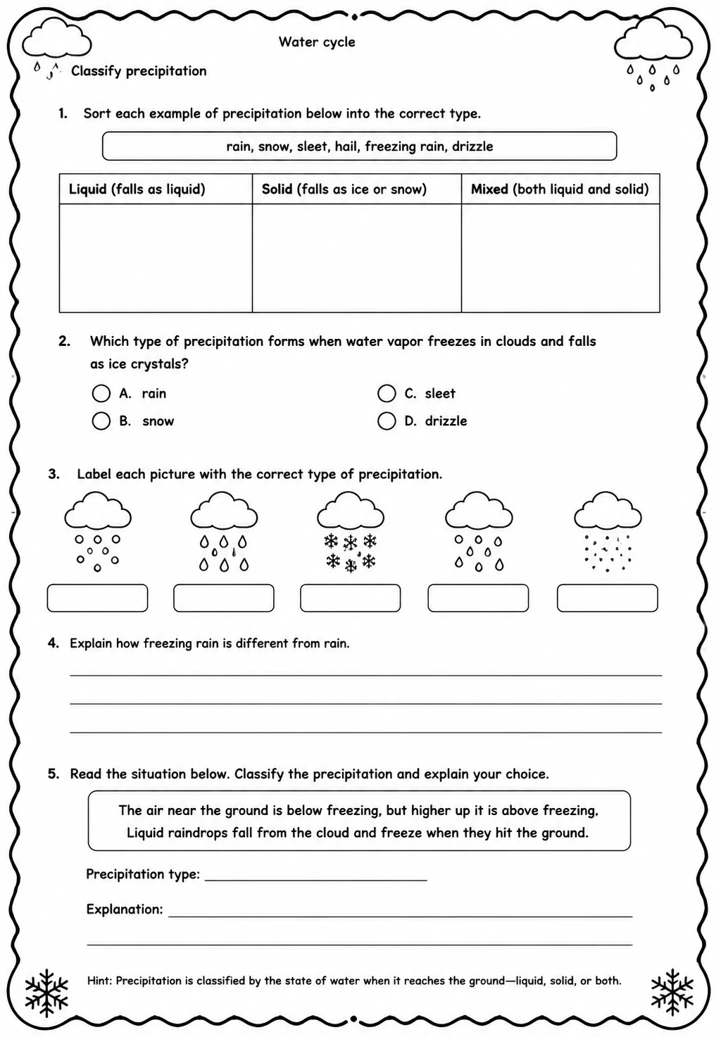 Classify precipitation